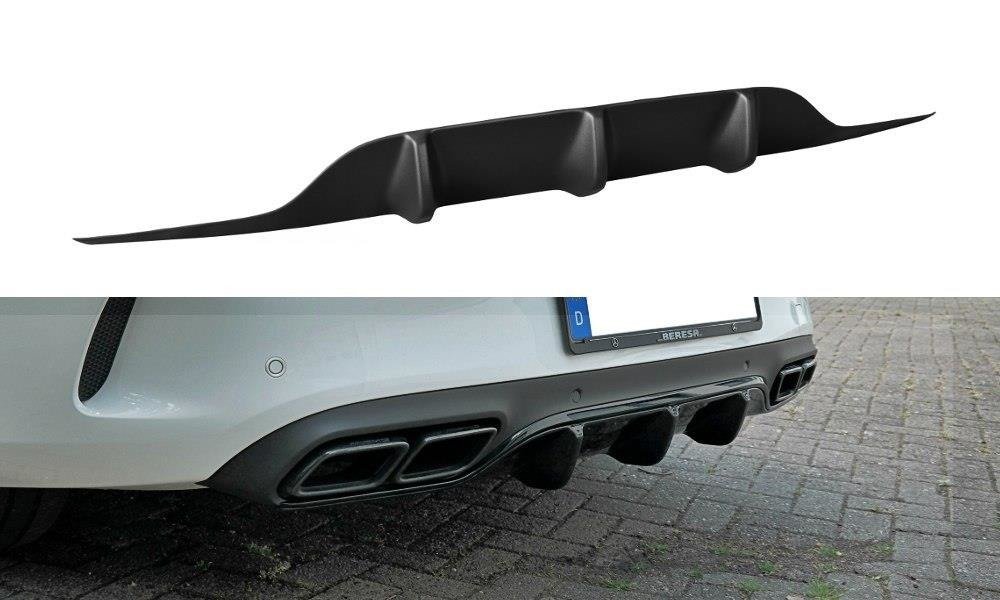 Diffusor Heck Ansatz für Mercedes C-Klasse C205 63 AMG Coupe schwarz Hochglanz