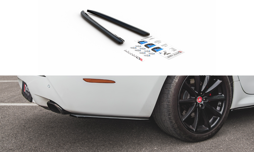 Heck Ansatz Flaps Diffusor für Jaguar XJ R-Sport X351 Facelift schwarz Hochglanz