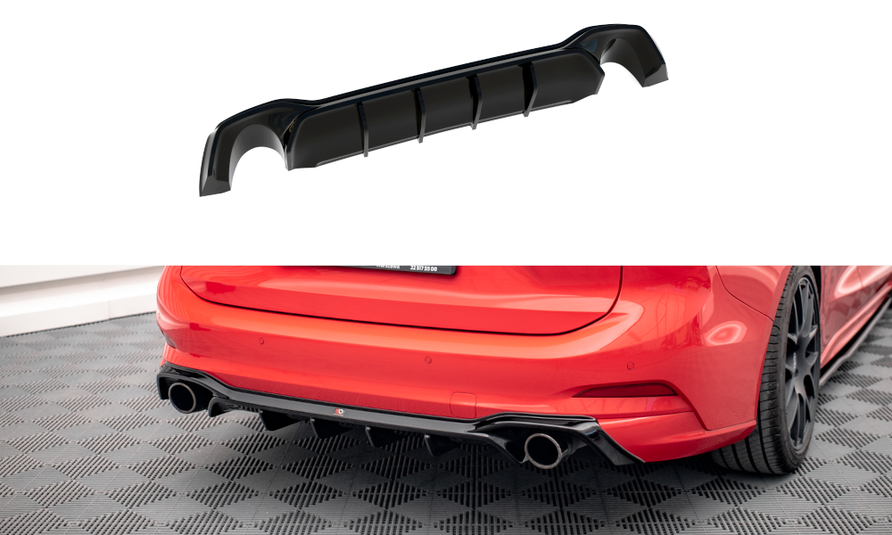 Diffusor Heck Ansatz V.2 für Ford Focus Kombi ST Mk4 schwarz Hochglanz