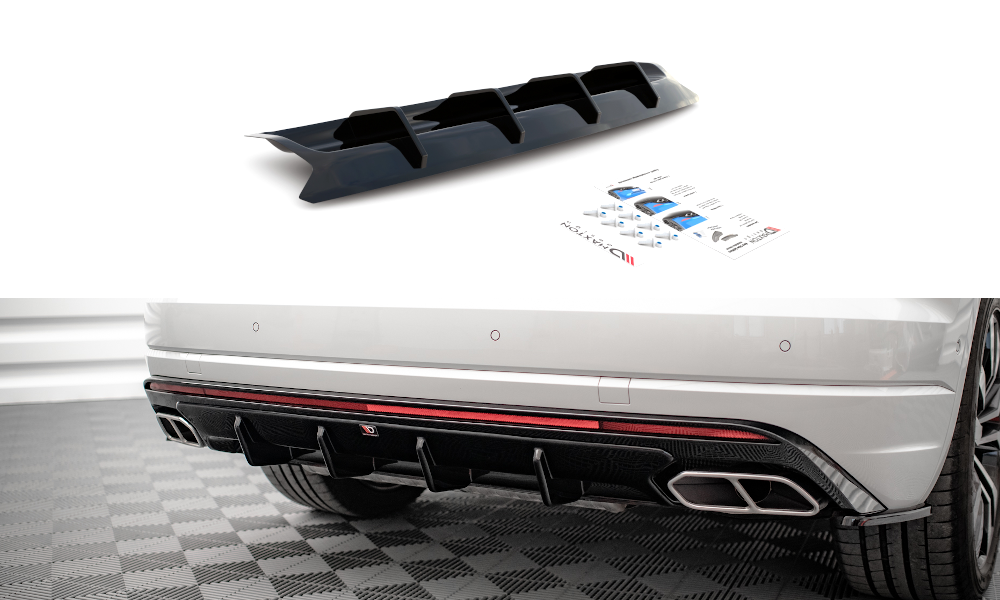 Diffusor Heck Ansatz für VW Touareg R-line Mk3 schwarz Hochglanz