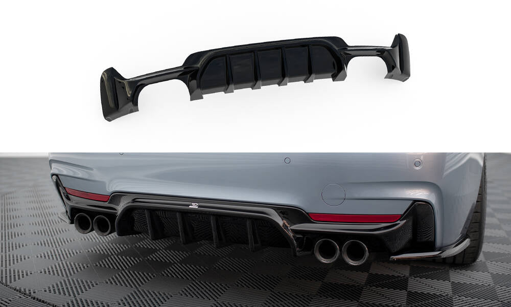 Diffusor Heck Ansatz für BMW 4er Coupe / Gran Coupe / Cabrio M-Paket F32 / F36 / F33 (Doppelauspuff li. re.)