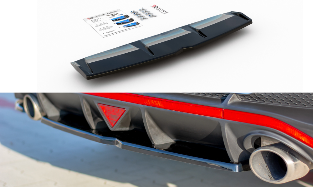 Mittlerer Diffusor Heck Ansatz für Hyundai I30 N Mk3 Fastback schwarz matt