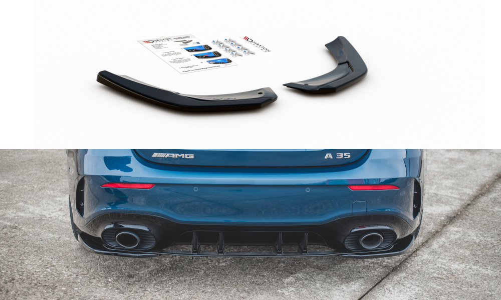 Heck Ansatz Flaps Diffusor für Mercedes A35 AMG Aero Hatchback W177 schwarz Hochglanz