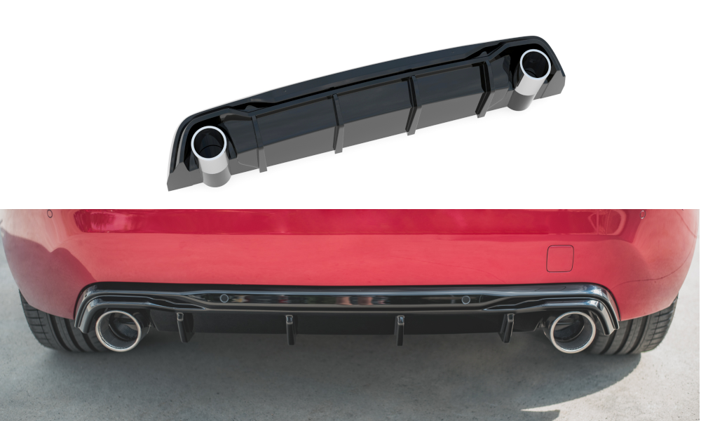 Diffusor Heck Ansatz + Endrohre für Peugeot 308 GT Mk2 Facelift