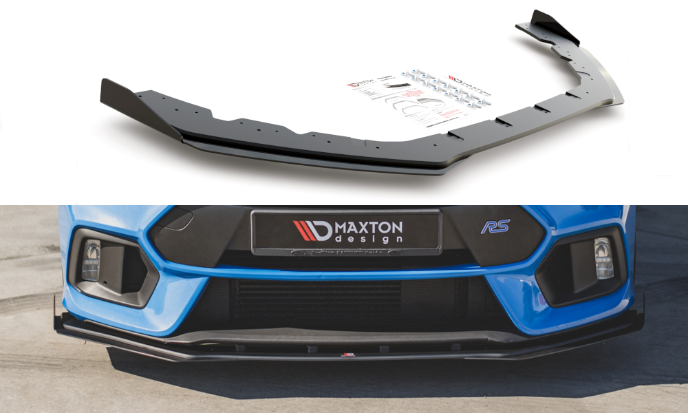 Street Pro Front Ansatz für + Flaps für Ford Focus RS Mk3 schwarz Hochglanz