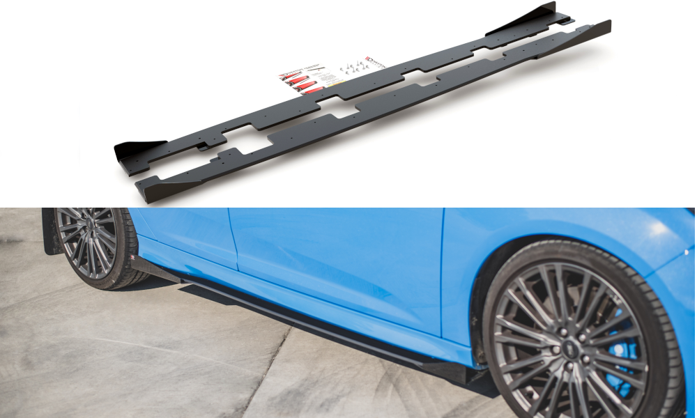 Street Pro Seitenschweller Ansatz für + Flaps Ford Focus RS Mk3 schwarz Hochglanz