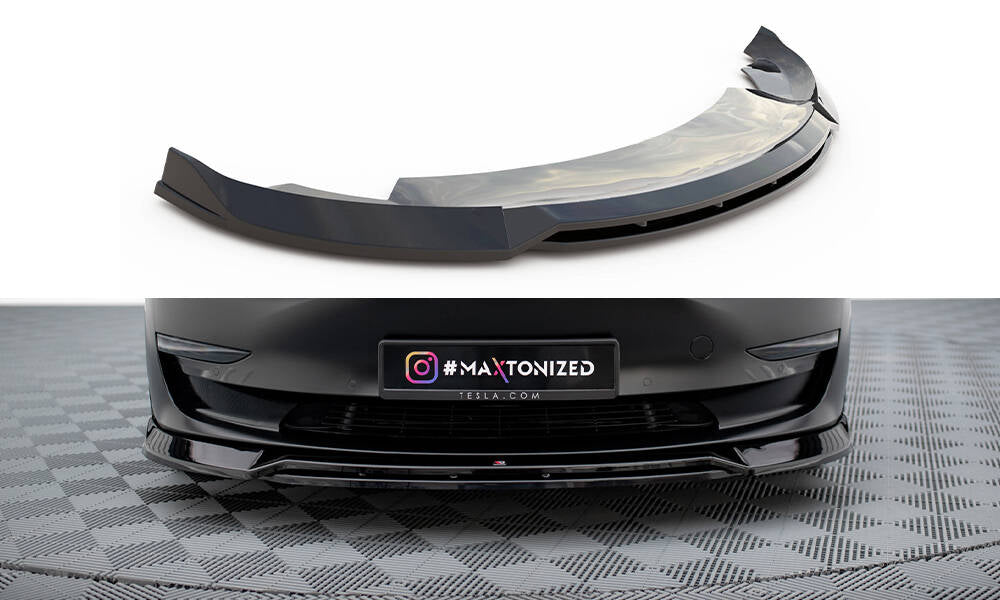 Front Ansatz V.3 für Tesla Model 3 schwarz Hochglanz