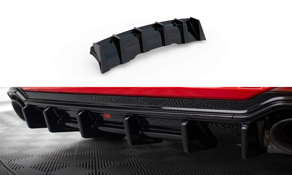 Diffusor Heck Ansatz für Audi RS4 B9 / B9 Facelift schwarz Hochglanz