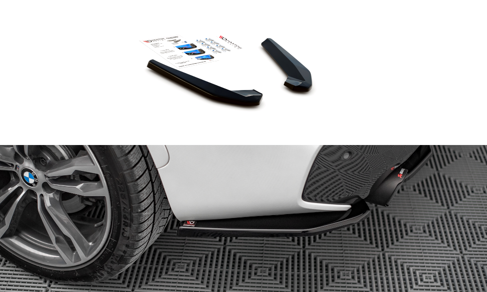 Heck Ansatz Flaps Diffusor für BMW X1 M-Paket F48 / F48 Facelift schwarz Hochglanz