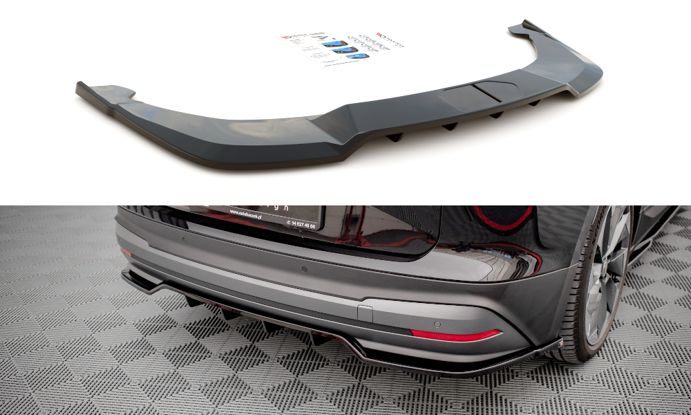 Mittlerer Diffusor Heck Ansatz DTM Look für Skoda Enyaq iV Carbon Look