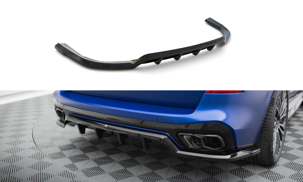 Mittlerer Cup Diffusor DTM Look Heck Ansatz für V.1 BMW X5 M-Paket G05 Facelift schwarz Hochglanz