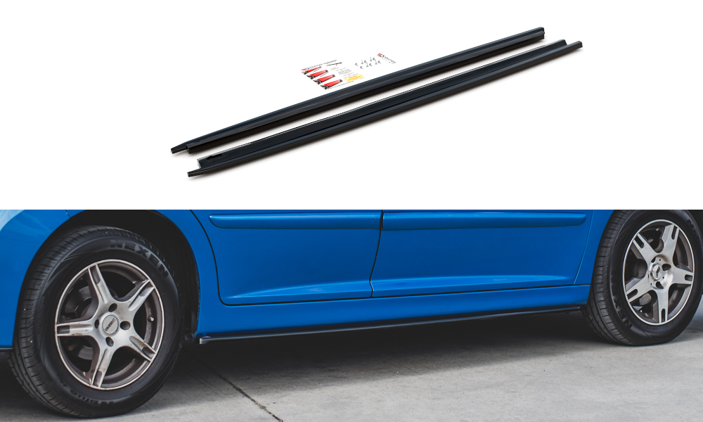 Seitenschweller Ansatz für Peugeot 207 Sport schwarz Hochglanz