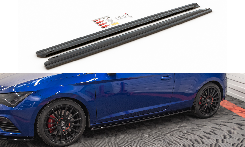 Seitenschweller Ansatz für Seat Leon Cupra / FR SC Mk3 / Mk3 FL schwarz Hochglanz