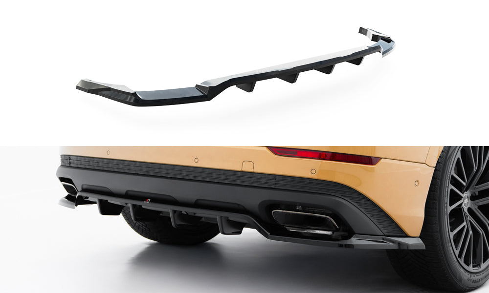 Mittlerer Cup Diffusor DTM Look Heck Ansatz für Audi Q8 Mk1 Facelift schwarz Hochglanz