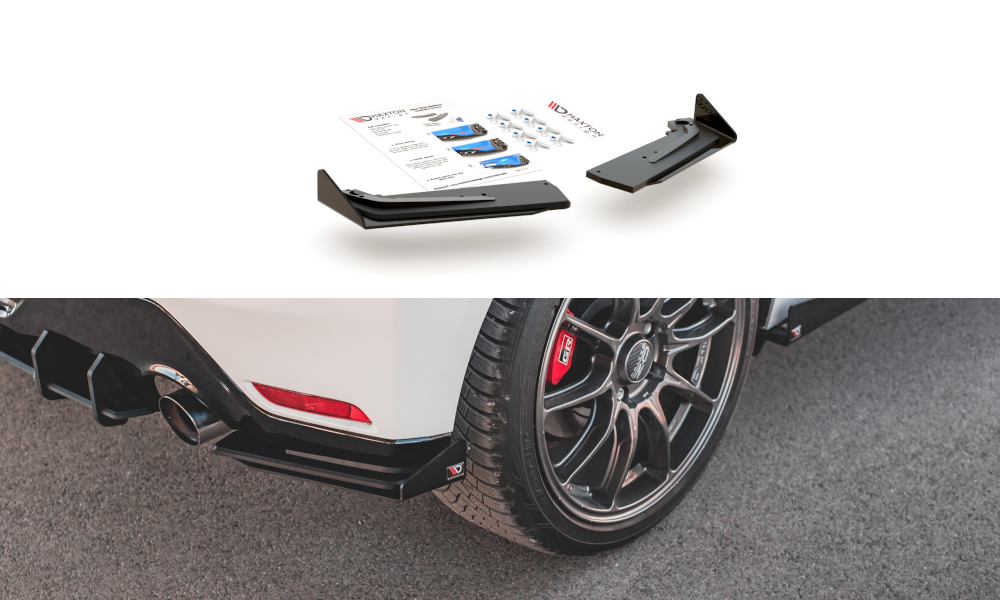 Street Pro Heck Ansatz Flaps Diffusor +Flaps für Toyota GR Yaris Mk4 schwarz Hochglanz