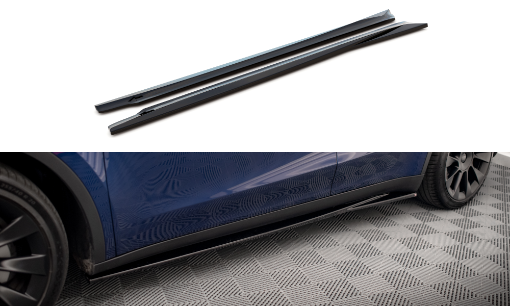 Seitenschweller Ansatz für V.1 für Tesla Model Y schwarz Hochglanz