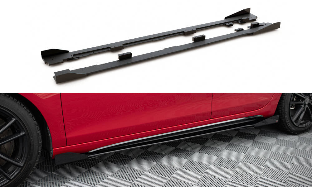 Robuste Racing Seitenschweller Ansatz für + Flaps für VW Golf GTI Mk6 schwarz Hochglanz