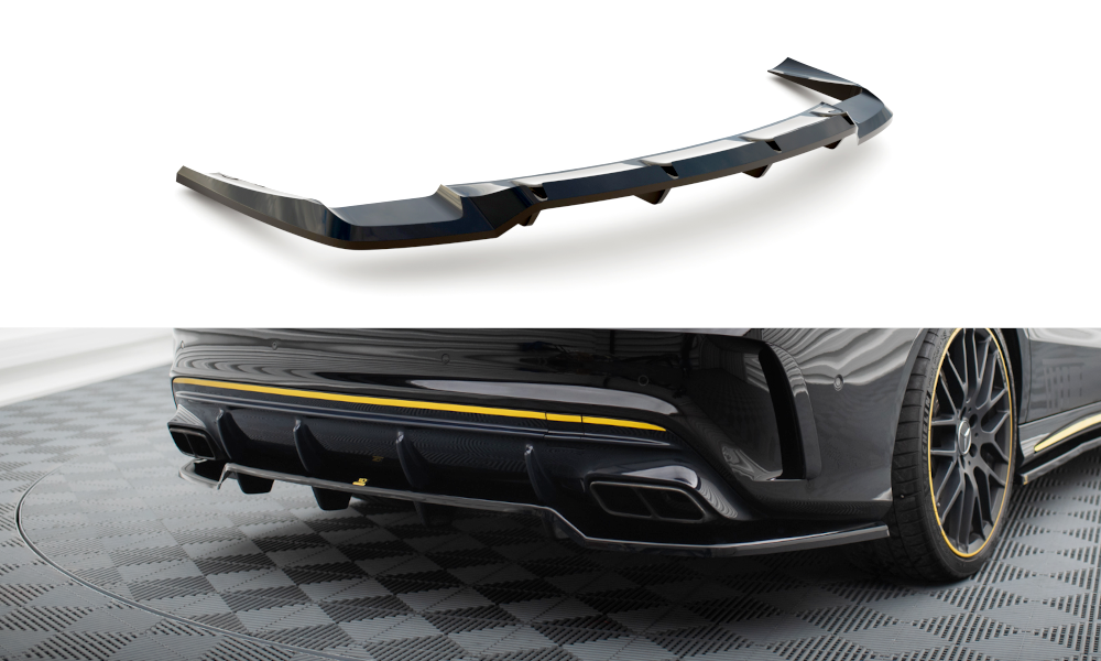 Mittlerer Cup Diffusor DTM Look Heck Ansatz für Mercedes-AMG CLA 45 C117 Facelift schwarz Hochglanz