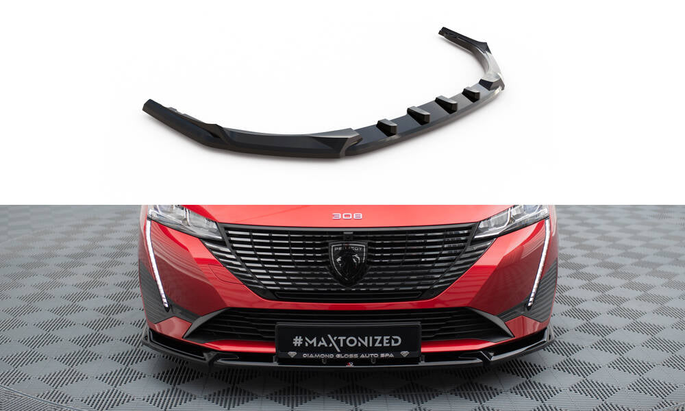 Front Ansatz V.2 für Peugeot 308 Mk3 schwarz Hochglanz
