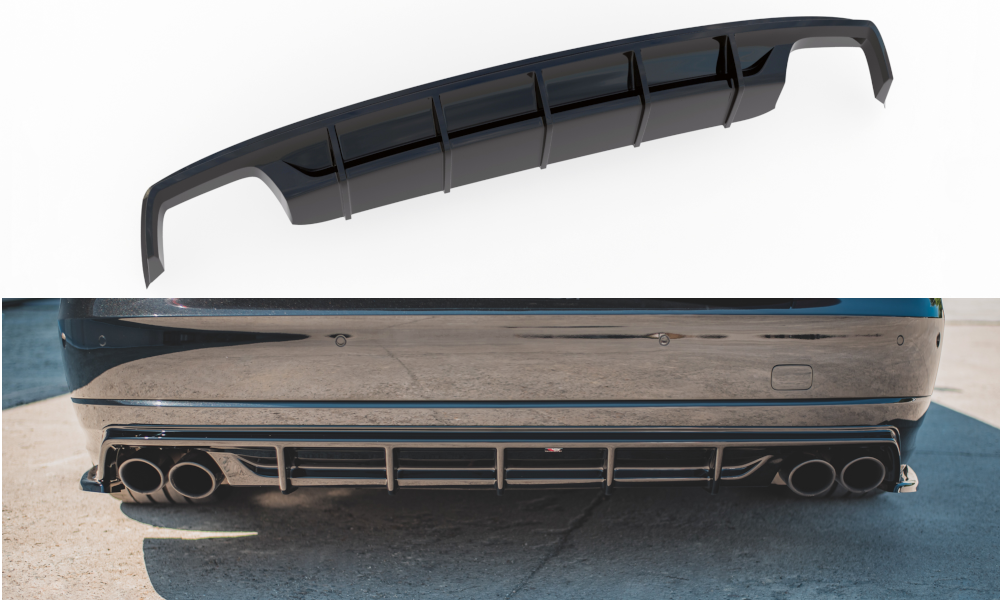 Diffusor Heck Ansatz für Audi S8 D4 Facelift schwarz Hochglanz