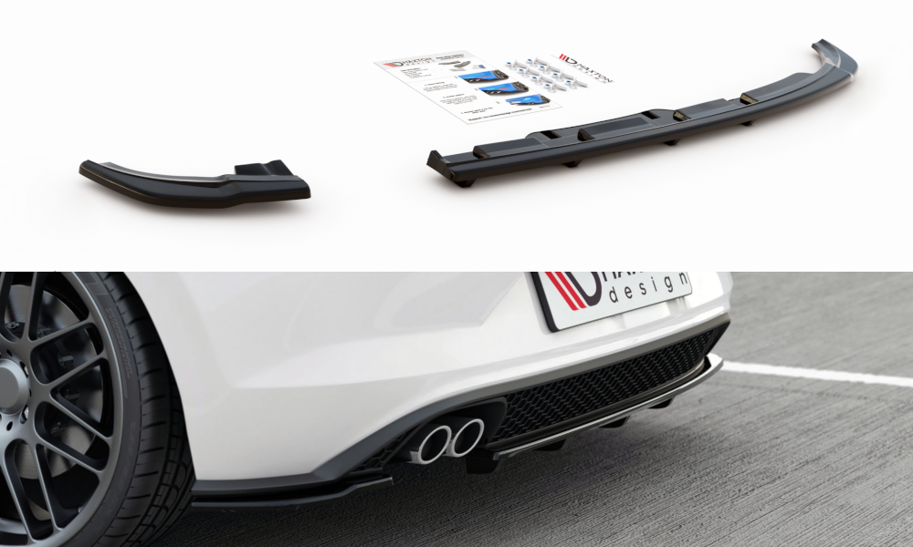 Mittlerer Cup Diffusor DTM Look Heck Ansatz für VW Polo GTI / R-line Mk6 schwarz Hochglanz
