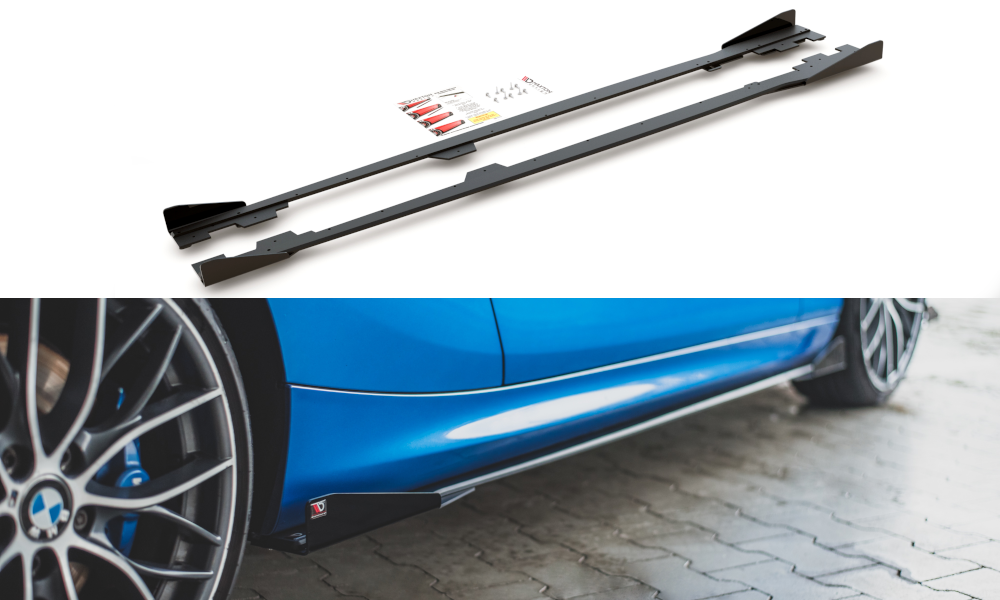 Street Pro Seitenschweller Ansatz für + Flaps BMW 1er F21 M135i / M140i / M-Paket schwarz Hochglanz