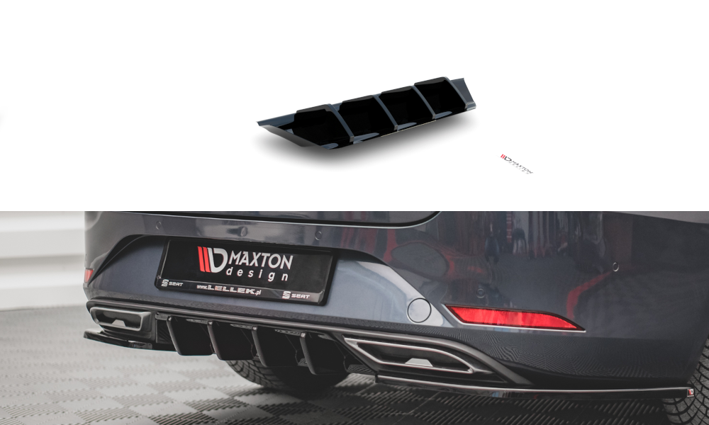 Diffusor Heck Ansatz V.1 für Seat Leon Mk4 schwarz Hochglanz
