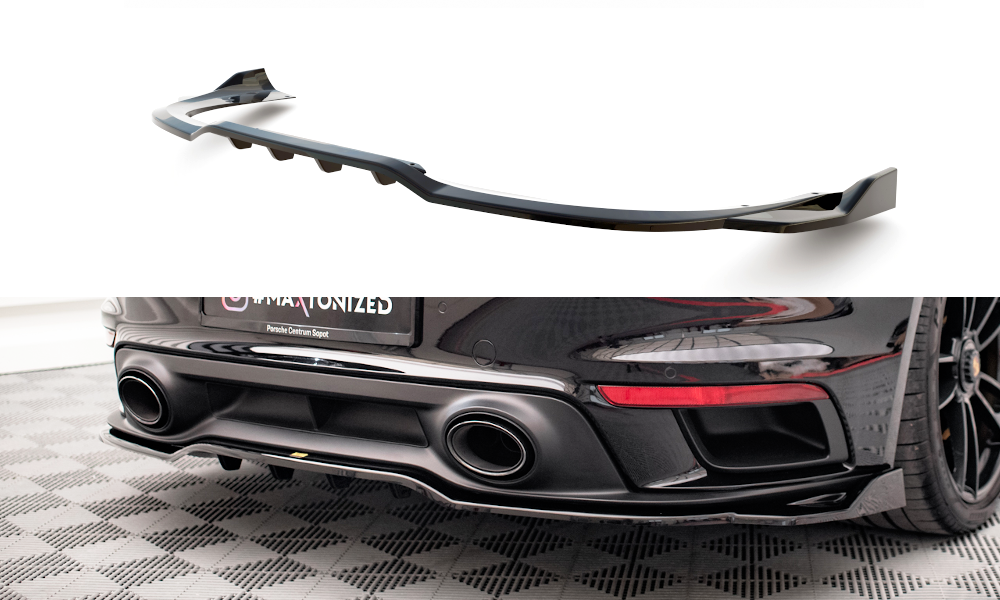 Mittlerer Cup Diffusor DTM Look Heck Ansatz für Porsche 911 Turbo S 992 schwarz Hochglanz