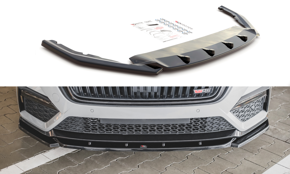 Front Ansatz V.3 für Skoda Octavia RS Mk4 schwarz Hochglanz