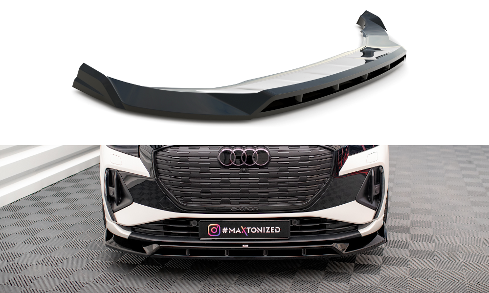 Front Ansatz V.2 für Audi Q4 e-tron Sportback S-line Mk1 schwarz Hochglanz