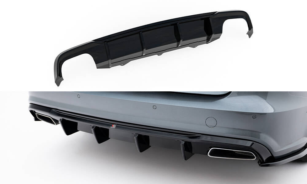Diffusor Heck Ansatz V.2 für Audi A6 / A6 C7 S-line/ S6 C7 Facelift schwarz Hochglanz