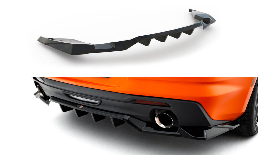 Mittlerer Cup Diffusor DTM Look Heck Ansatz für Chevrolet Camaro SS Mk6 Facelift schwarz Hochglanz