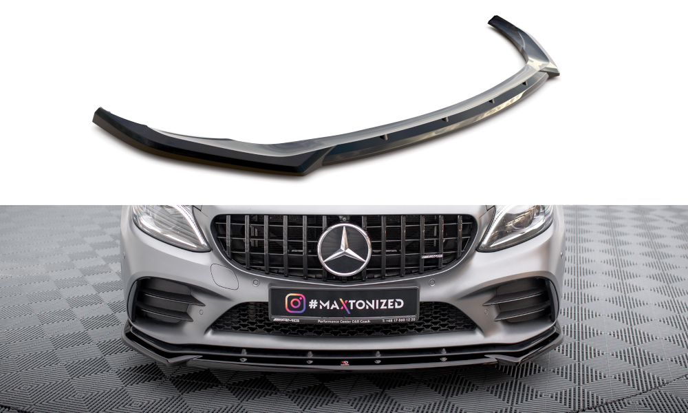 Front Ansatz V.2 für Mercedes-AMG C43 Coupe / Cabrio / Limousine / Kombi C205 / A205 / W205 / S205 Facelift schwarz Hochglanz