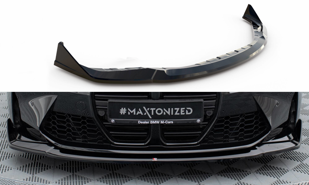 Front Ansatz V.4 für CSL Look BMW M3 Limousine / Touring G80 / G81 schwarz Hochglanz