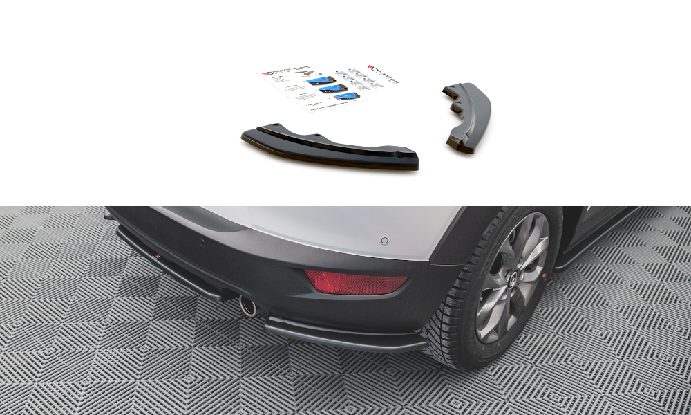 Heck Ansatz Flaps Diffusor für Mazda CX-3 schwarz Hochglanz