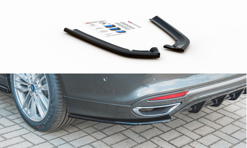 Heck Ansatz Flaps Diffusor für Ford Mondeo Vignale Mk5 Facelift schwarz Hochglanz