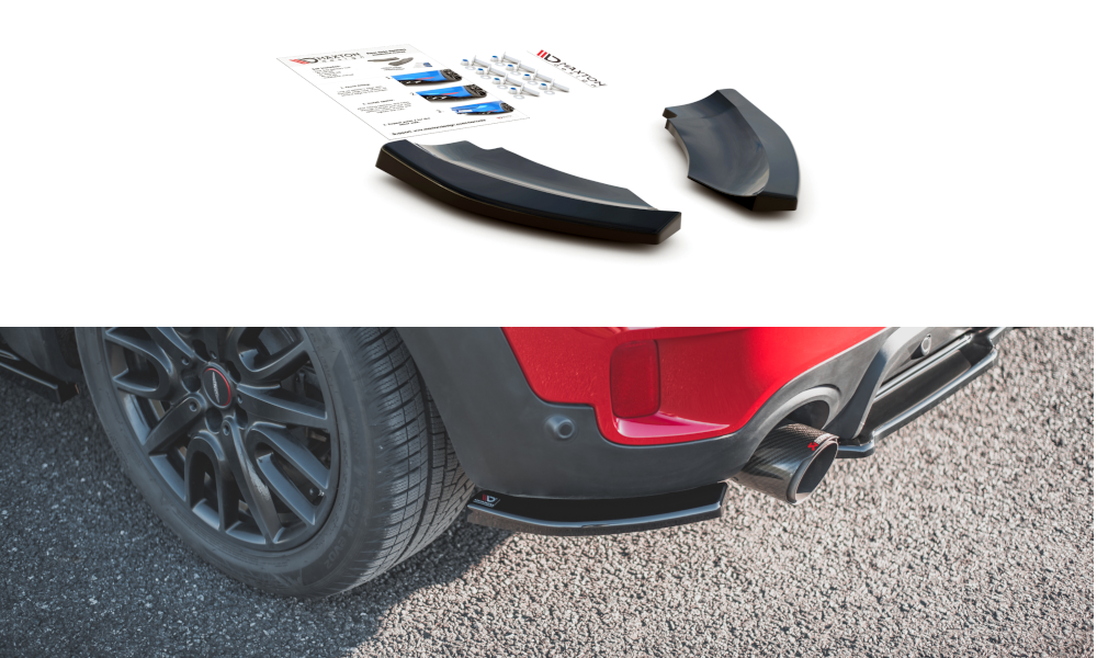 Heck Ansatz Flaps Diffusor für Mini Countryman Mk2 F60 JCW schwarz Hochglanz