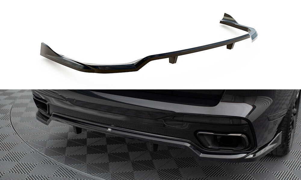 Mittlerer Cup Diffusor DTM Look Heck Ansatz für BMW X7 M-Paket G07 Facelift schwarz Hochglanz