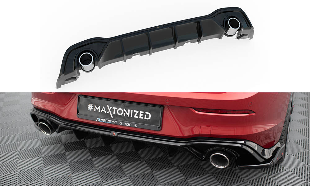 Diffusor Heck Ansatz + Endrohre für VW Golf GTE / R-Line Mk8 / Mk8 Facelift