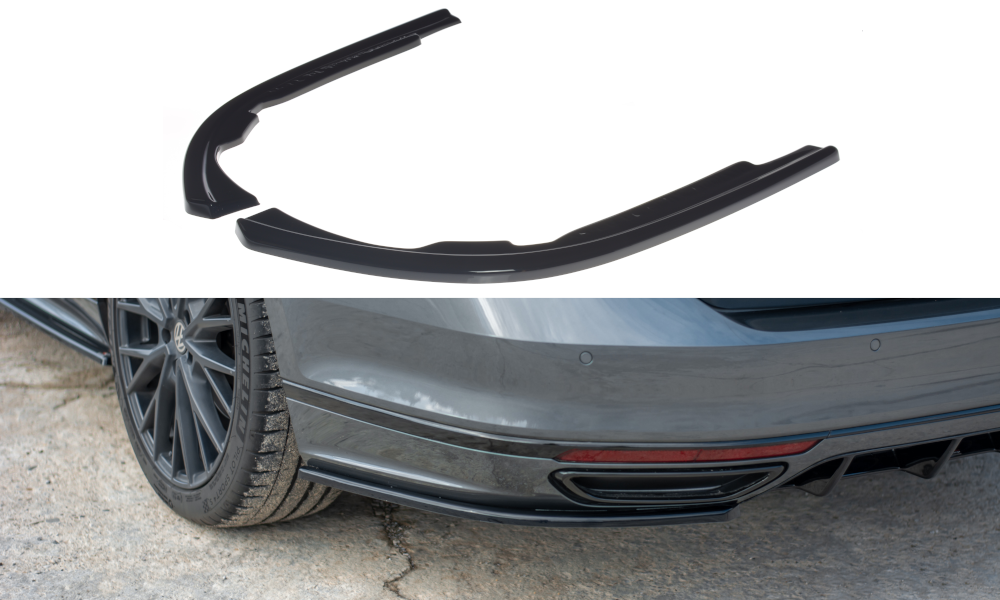 Heck Ansatz Flaps Diffusor für VW Passat R-Line B8 schwarz Hochglanz
