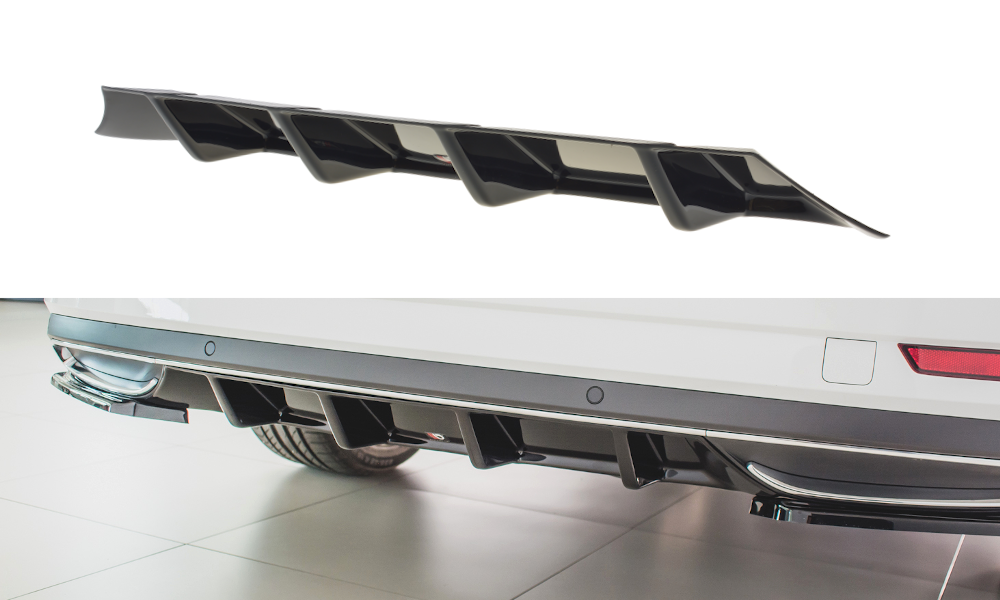 Diffusor Heck Ansatz für Skoda Superb Liftback / Combi Mk3 FL schwarz Hochglanz