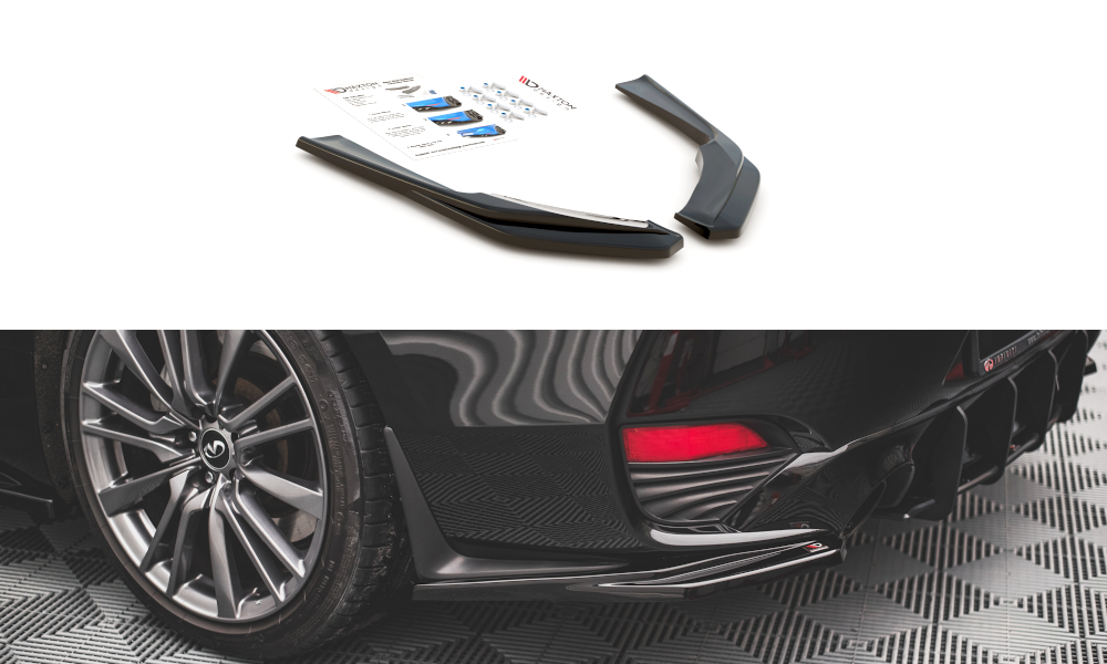 Heck Ansatz Flaps Diffusor für Infiniti Q60 S Mk2 schwarz Hochglanz