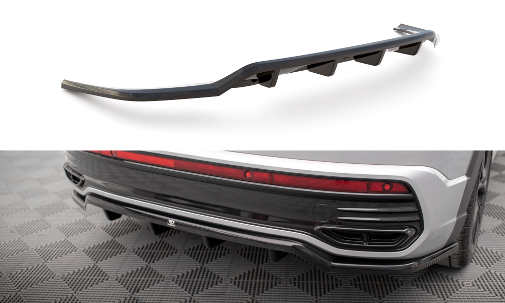 Mittlerer Cup Diffusor DTM Look Heck Ansatz für VW Taigo R-Line Mk1 schwarz Hochglanz