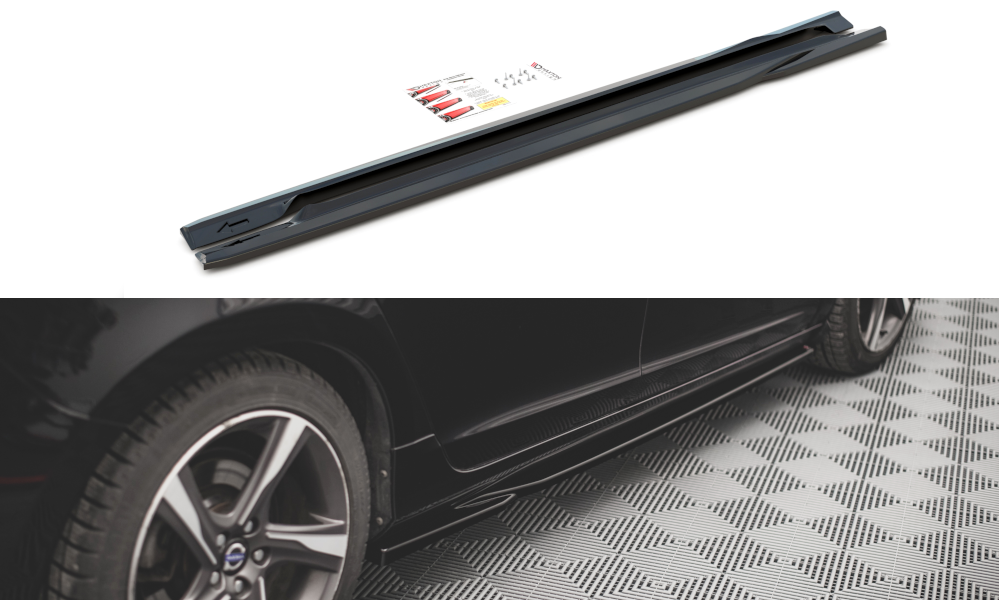 Seitenschweller Ansatz für Volvo S60 R-Design Mk2 schwarz Hochglanz