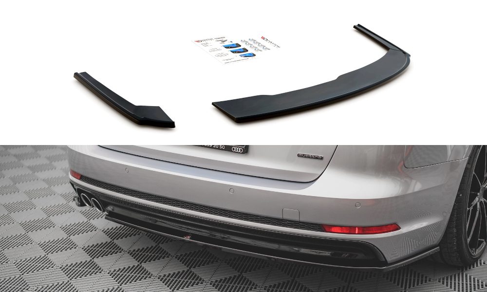 Heck Ansatz Flaps Diffusor V.2 für Audi A4 S-Line B9 schwarz Hochglanz