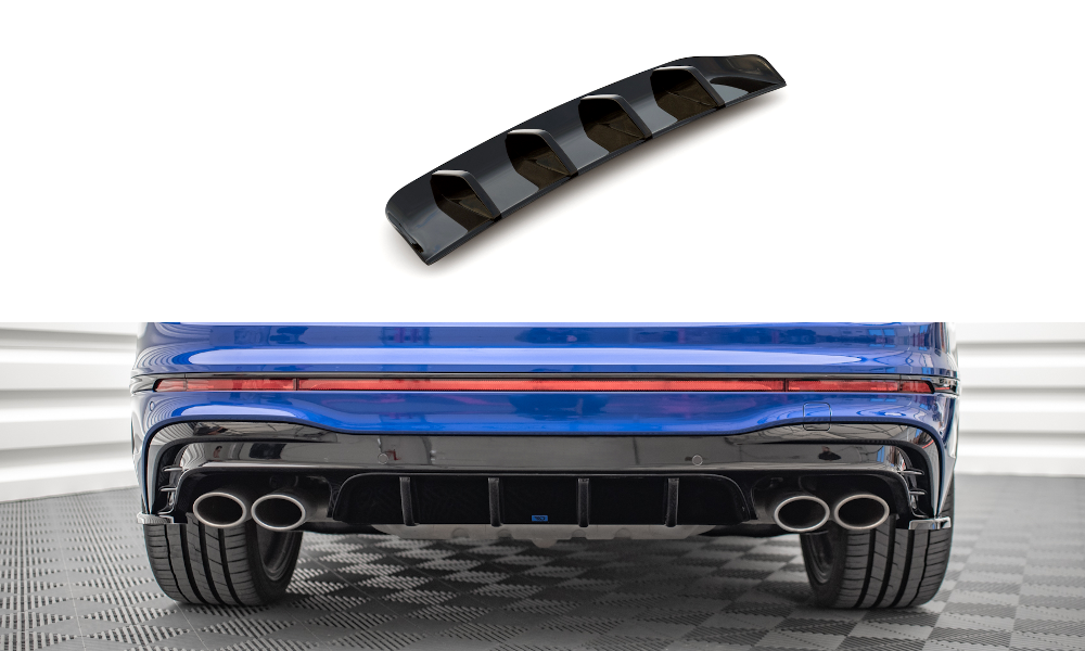 Diffusor Heck Ansatz für VW Tiguan R Mk2 Facelift schwarz Hochglanz