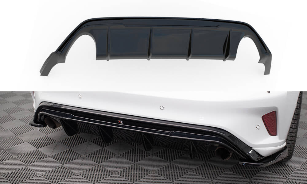 Diffusor Heck Ansatz V.3 für Ford Focus Hatchback ST Mk4 schwarz Hochglanz