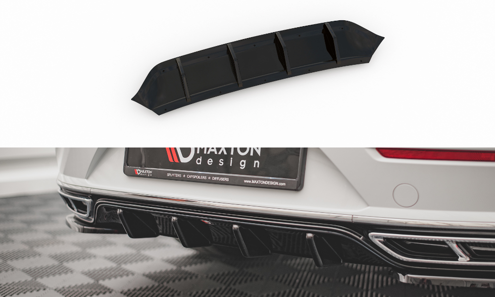 Diffusor Heck Ansatz für VW Arteon R-Line Facelift schwarz Hochglanz