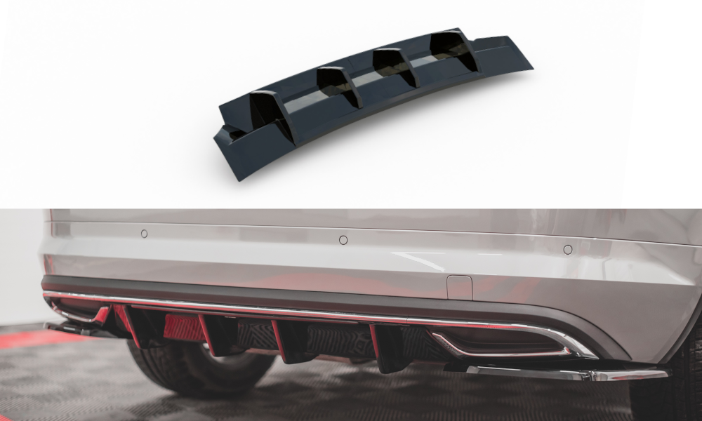 Diffusor Heck Ansatz für Skoda Kodiaq Sportline Mk1 / Mk1 Facelift schwarz Hochglanz