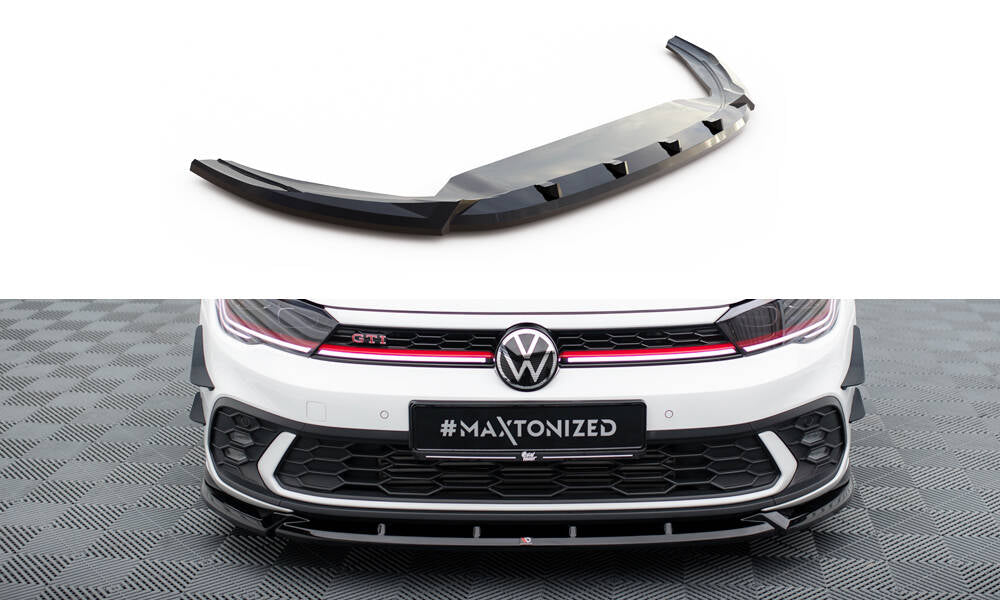 Front Ansatz V.2 für VW Polo GTI Mk6 Facelift schwarz Hochglanz